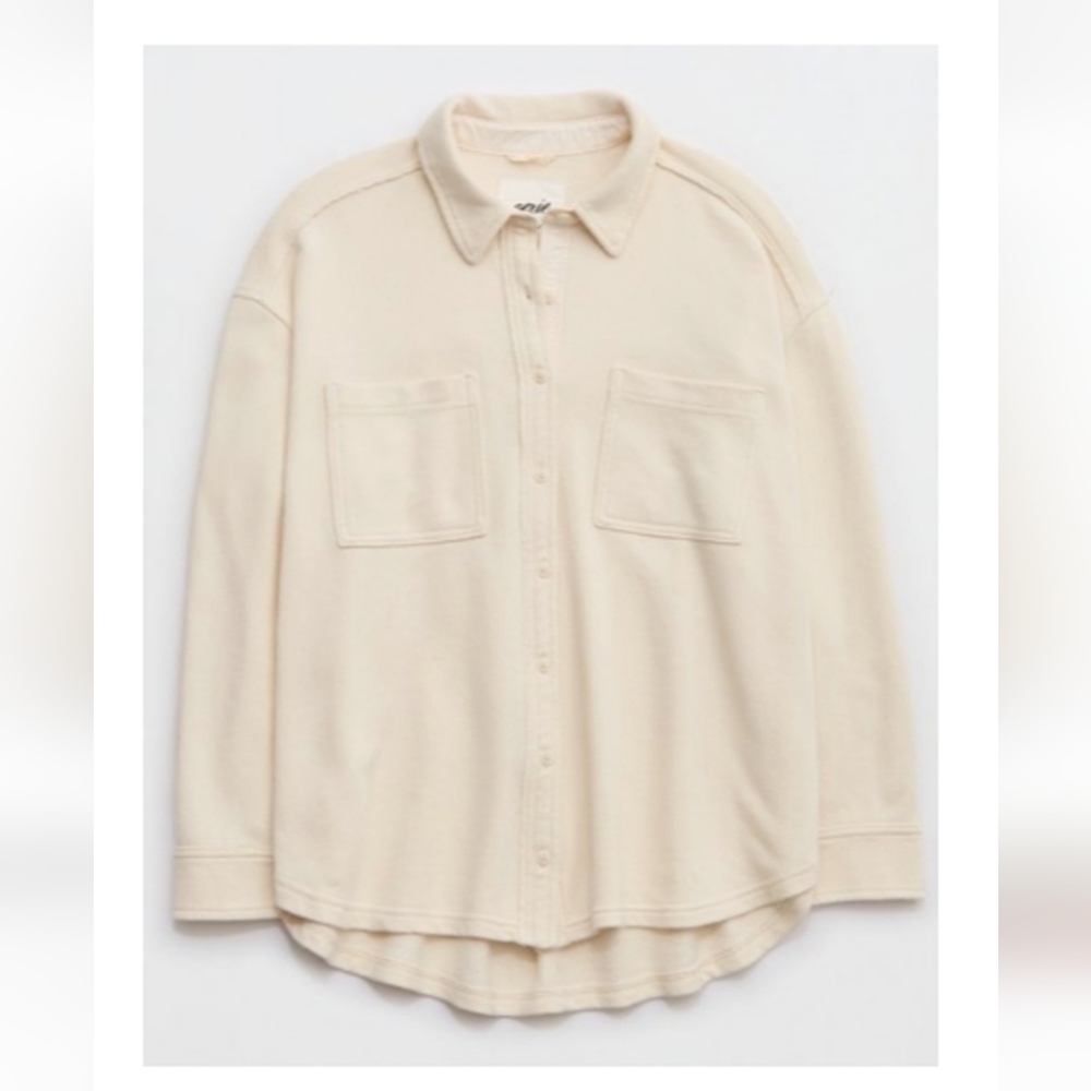NWT Aerie LumberJane Fleece Shirt - M Toasted Coconut